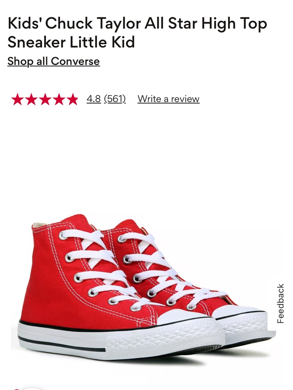 Converse Red High Top Canvas Sneakers